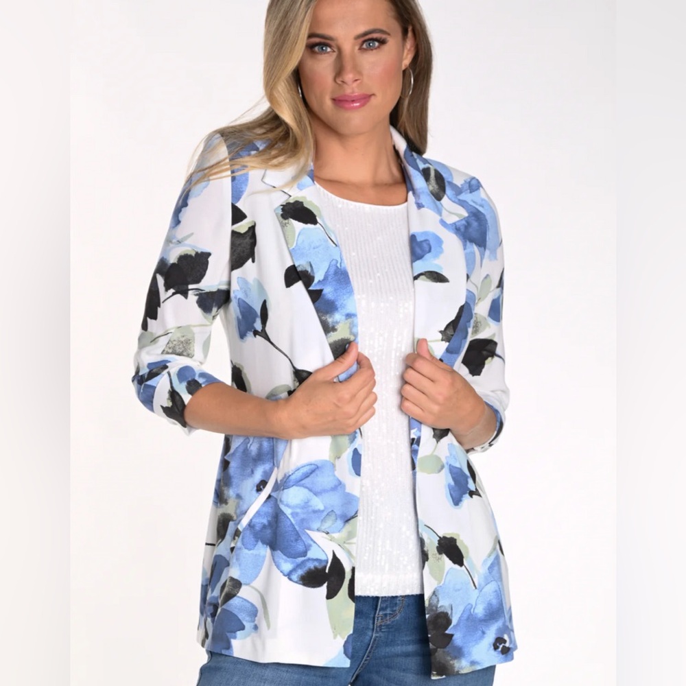 Frank Lyman Design Blue Floral Blazer Style 241466